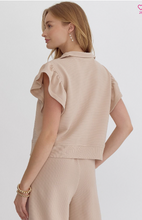 Load image into Gallery viewer, Light Taupe Textured Solid Ruffle Sleeve Top