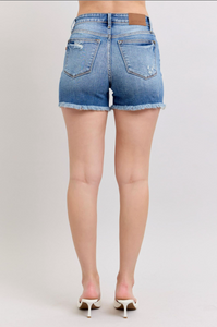 Judy Blue High Waist Vintage Wash Shorts with Fray Hem
