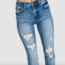 Load image into Gallery viewer, PETITE Mid Rise Stretch Flare Jeans