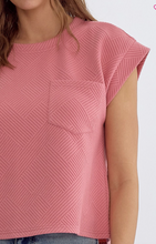 Load image into Gallery viewer, Textured Short Sleeve Top - Coral Pink - Regular &amp; Plus Size