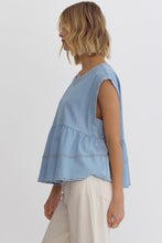 Load image into Gallery viewer, Light Denim Peplum Top