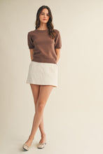 Load image into Gallery viewer, Mocha - Short Sleeve Crew Neck Sweater