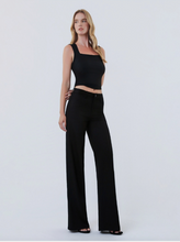 Load image into Gallery viewer, High Rise Trouser Pressed Black Wide Leg Jeans