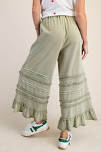 Load image into Gallery viewer, Washed Terry Tiered Ruffled Wide Leg Pants