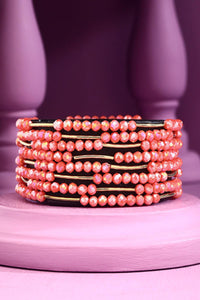 8 Layer Stackable Glass Bead and Metal Bracelet - Available in 7 Colors