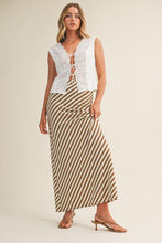 Load image into Gallery viewer, Taupe - Diagonal Striped Knitted Skirt