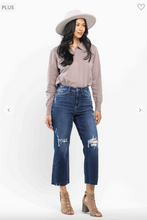 Load image into Gallery viewer, High Waist Cropped Wide Leg Jeans - Plus Size