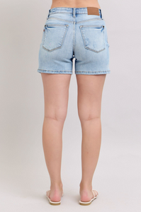 Judy Blue Mid Rise Vintage Wash Dad Shorts