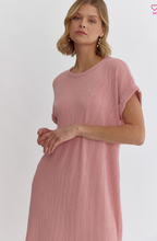 Load image into Gallery viewer, Dusty Pink Ribbed Midi Dress - Regular and Plus Size