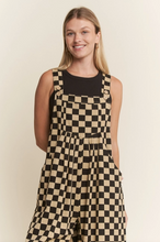 Load image into Gallery viewer, Checkered WIde Leg Overalls - Black/Mocha - Regular &amp; Plus Sizes