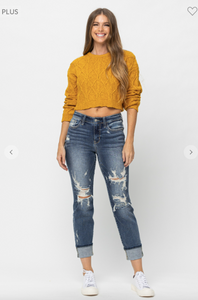 Mid Rise Boyfriend Jeans - Plus Size