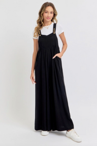 Black - Wide Leg Overalls - Regular & Plus Sizes