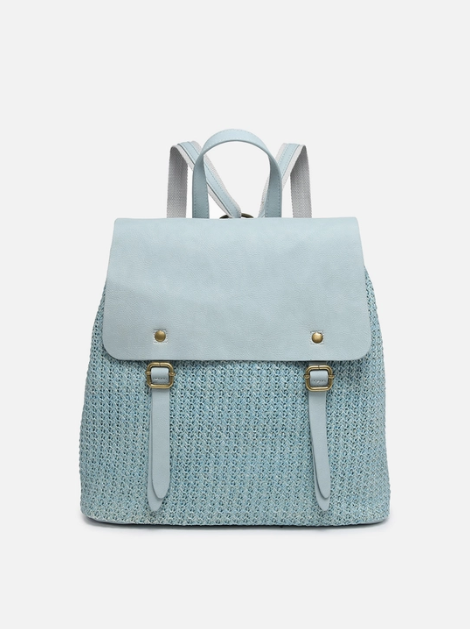 Faye Woven Backpack with Flapover Closure - Available in 2 Colors