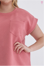 Load image into Gallery viewer, Textured Short Sleeve Top - Coral Pink - Regular &amp; Plus Size