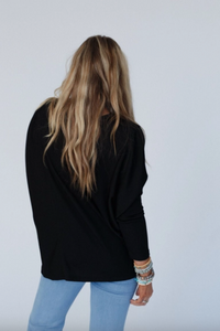 Rosemary Contrast Long Sleeve Top - Black