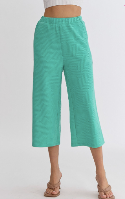 Textured Wide Leg Pants - Mint