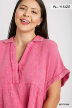 Load image into Gallery viewer, Hot Pink Mineral Wash Tiered Dress - Plus Size