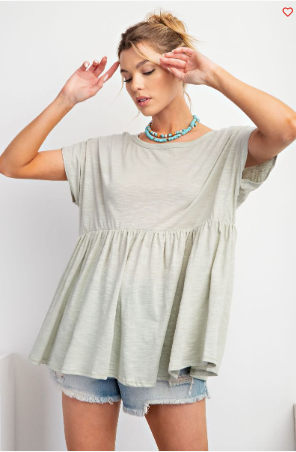 Dusty Sage - Cotton Slub Tunic Top