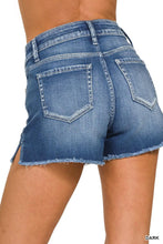 Load image into Gallery viewer, Plus Size - Raw Frayed Hem Cutoff Side Slit Denim Shorts