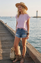 Load image into Gallery viewer, Striped Cap Sleeve Relaxed Fit Top - Pink/Blue Combo
