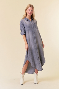 Black Denim - Tencel Denim Shirt Midi Dress