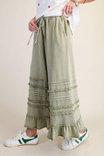 Load image into Gallery viewer, Washed Terry Tiered Ruffled Wide Leg Pants