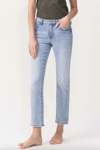 Mid Rise Slim Straight Cropped Jeans