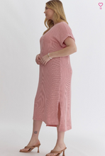 Load image into Gallery viewer, Dusty Pink Ribbed Midi Dress - Regular and Plus Size