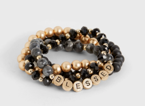 Black - Beaded Blessed Bracelet