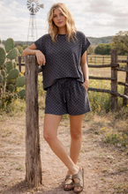 Load image into Gallery viewer, Polka Dot Short Sleeve Top and Shorts Set - Charcoal Gray