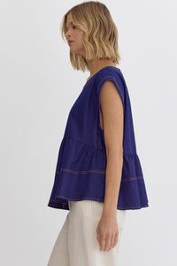 Indigo Peplum Top