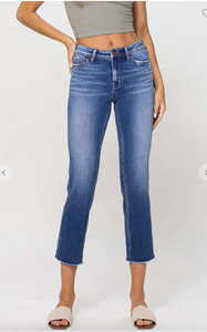 Mid Rise Crop Straight Jean