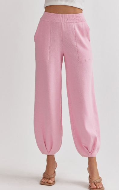 High Waisted Joggers - Pink