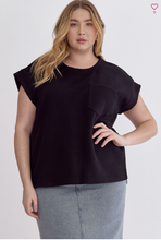 Load image into Gallery viewer, Textured Short Sleeve Top - Black - Regular &amp; Plus Size