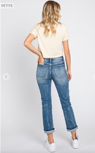 Load image into Gallery viewer, PETITE High Rise Straight Fit Jeans with Cuffed Hem