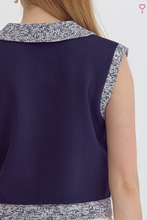 Load image into Gallery viewer, Navy Cropped Sleeveless Top