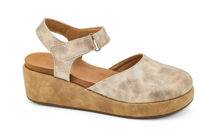 Rose Gold Metallic All In Wedge Sandals by Corkys Footwear