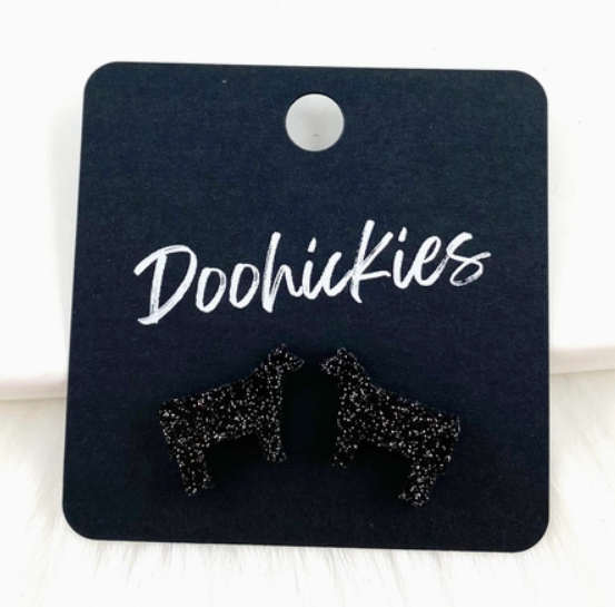 Black Glitter Cows - Show Animal Stud Earrings