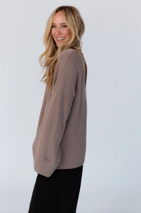 Mocha - Love It Round Neckline Textured Top