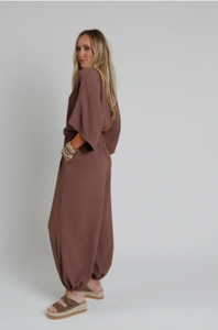 New Love Relaxed Drawstring Jumpsuit - Mocha