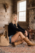 Load image into Gallery viewer, Black - Essential Ribbed Long Sleeve Knit Top