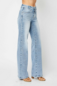 Judy Blue High Waist Front Yoke Retro Wide Leg Jeans