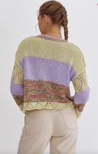 Load image into Gallery viewer, Colorblock Sweater with Crochet Detail