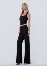 Load image into Gallery viewer, High Rise Trouser Pressed Black Wide Leg Jeans