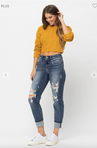 Mid Rise Boyfriend Jeans - Plus Size