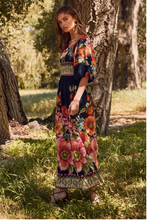 Load image into Gallery viewer, Floral Border Printed Maxi Dress - Navy Multi - Plus Size