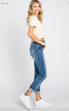 Load image into Gallery viewer, PETITE High Rise Straight Fit Jeans with Cuffed Hem