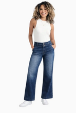 Load image into Gallery viewer, PETITE Slim Wide Leg Jean with Double Stacked Waistband