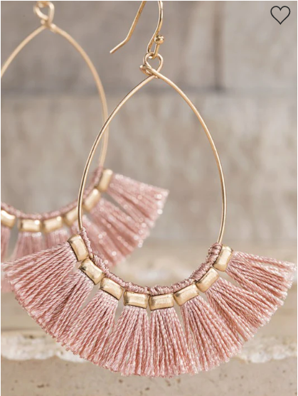 Dusty Pink Fine Thread Tassel Earrings