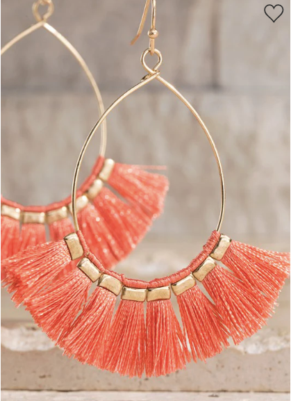 Coral 2025 tassel earrings